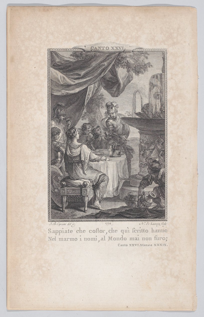 Canto 26, Stanza 39, z Orlando Furioso, 1774., 1774. autorstwa Nicolas de Launay