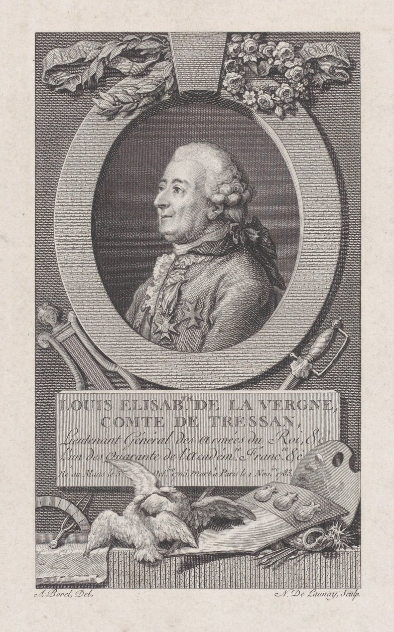 Portret Ludwika Elżbiety de La Vergne, hrabiego de Tressan, 1783-92., 1783-92. autorstwa Nicolas de Launay