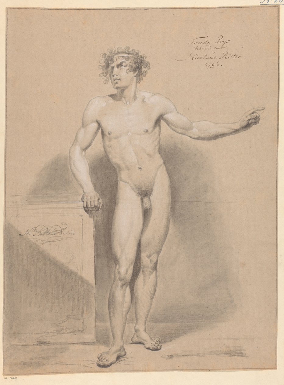 Akt męski stojący, widziany z przodu (II nagroda 1796) autorstwa Nicolaus Ritter jr.