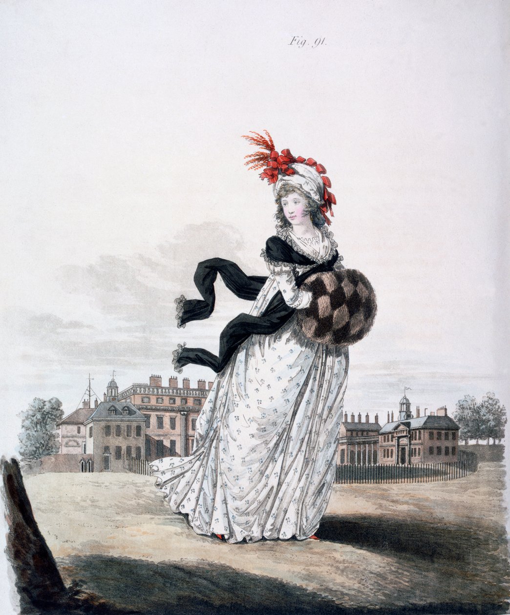 Suknia poranna, rys. 91 z „Galerii Mody”, 1797 autorstwa Nicolaus von Heideloff