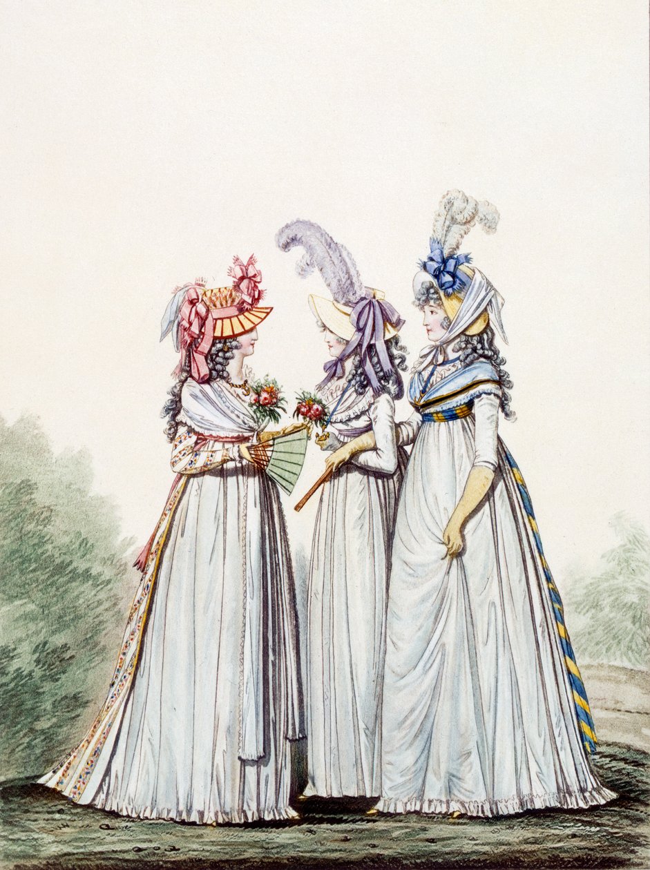 Suknie poranne, rys. 16, rys. 17 i rys. 18 z "Galerii mody", 1797 autorstwa Nicolaus von Heideloff