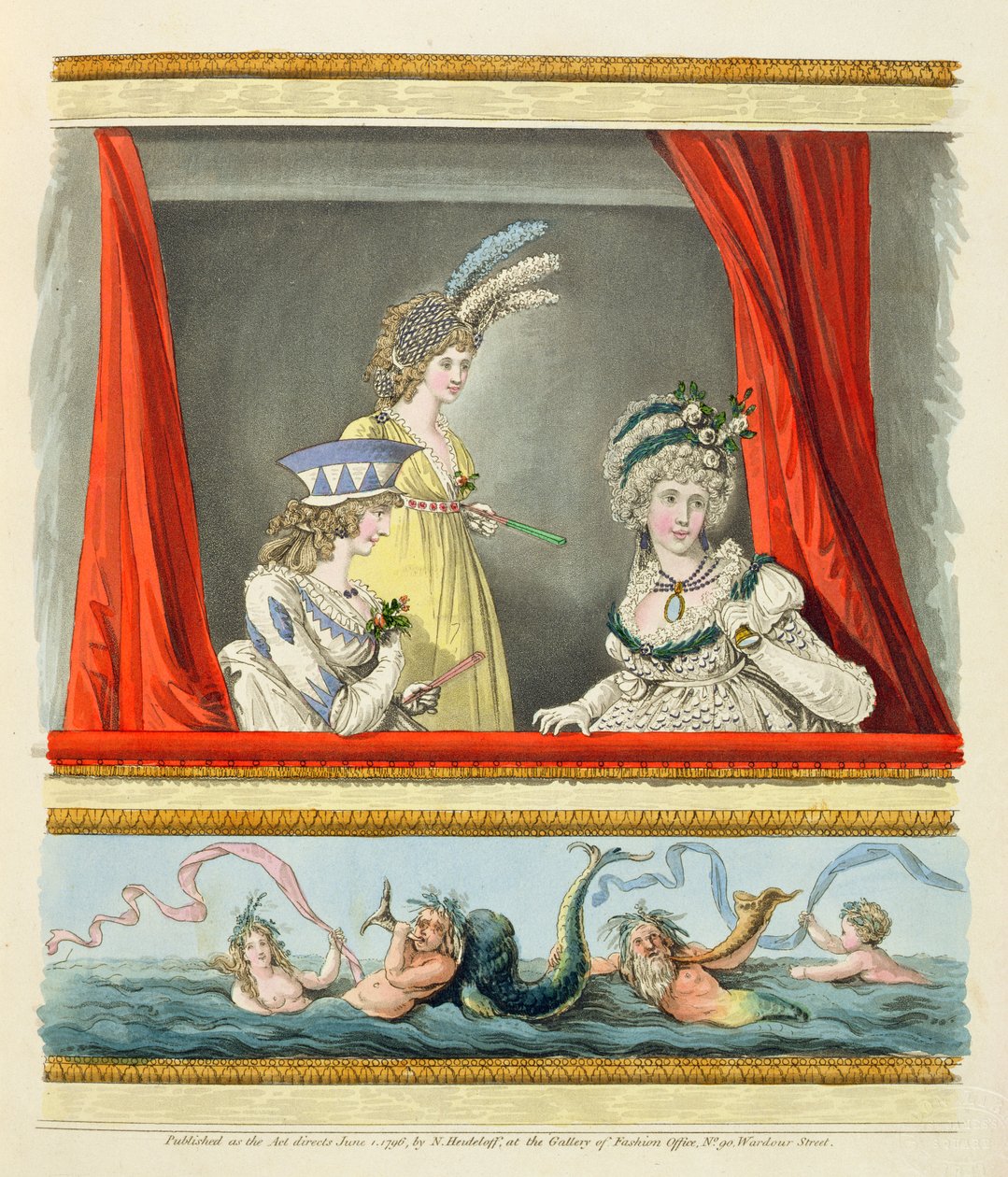 Suknie operowe z „Galerii Mody” Nikolausa Heideloffa Vol II, czerwiec 1796 (druk) autorstwa Nicolaus von Heideloff