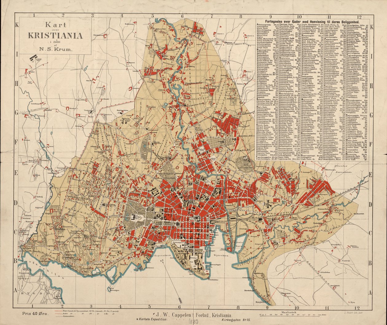 Mapa Kristianii autorstwa Nicolay Solner Krum