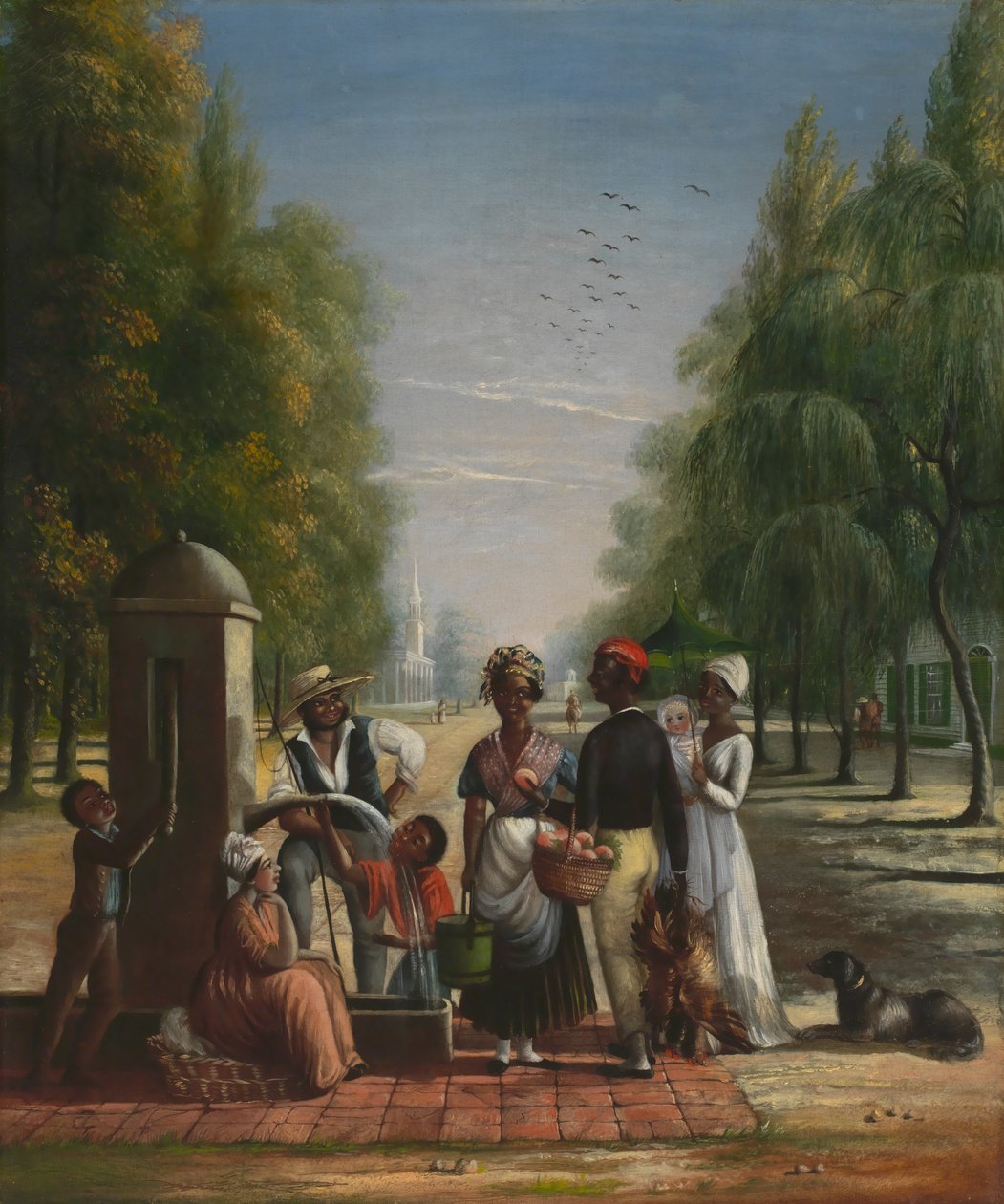 Służący przy pompie, ok. 1840 (olej na płótnie) autorstwa Nicolino Calyo