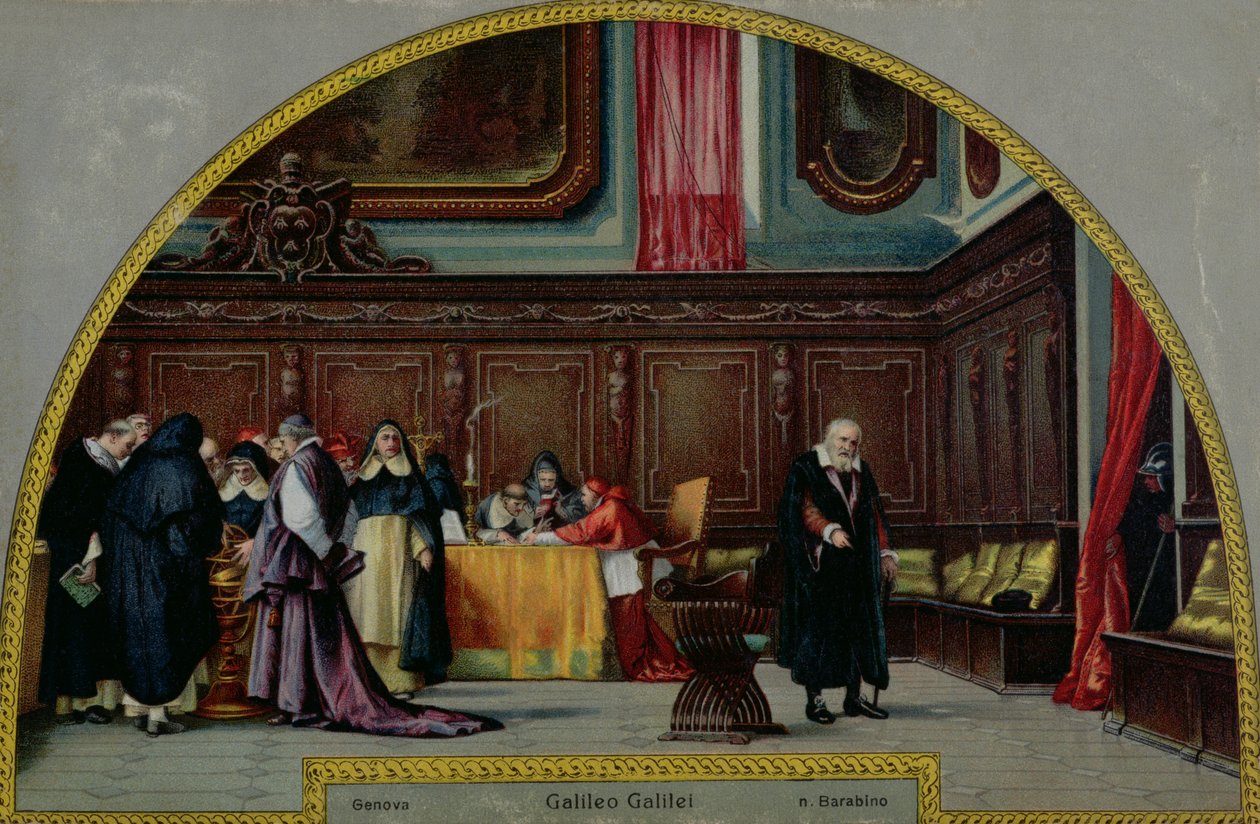 Proces Galileo Galilei (1564-1642) w 1633 autorstwa Nicolo Barabino