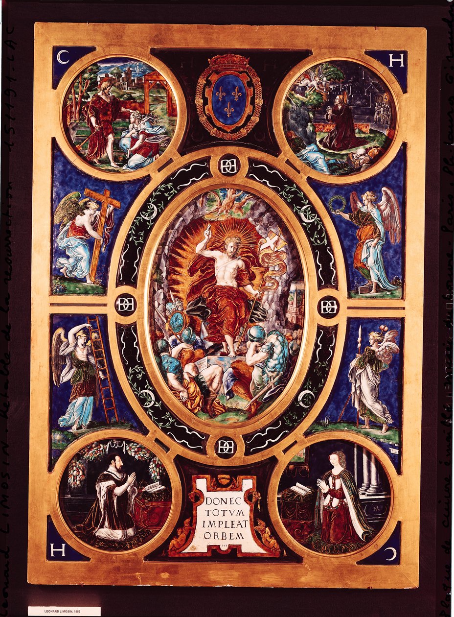 Ołtarz w Sainte-Chapelle, przedstawiający Zmartwychwstanie, emaliowany przez Leonarda Limosina (1505-76) 1553 (mosiądz emaliowany) autorstwa Nicolo dell Abate