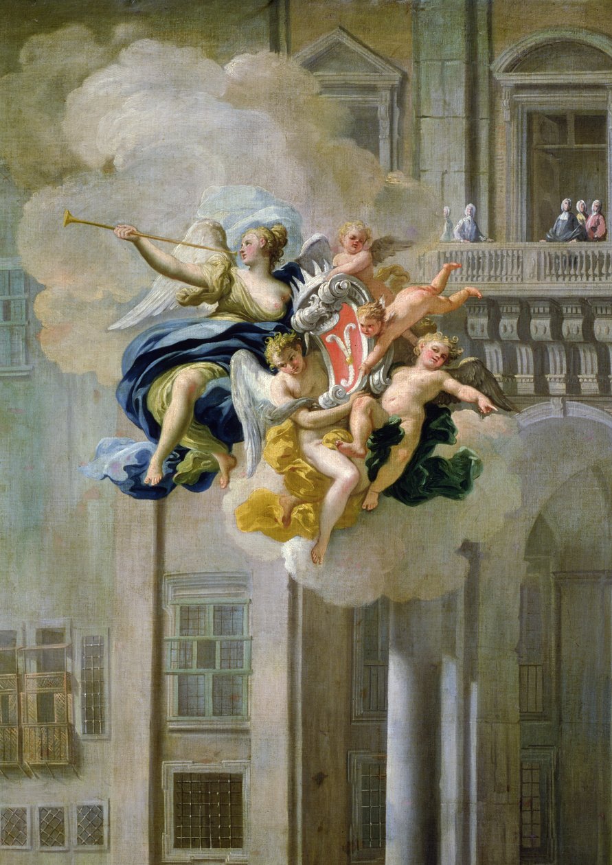 Sława z herbem rodu Harrachów (detal z 68612) autorstwa Nicolo Maria Russo or Rossi