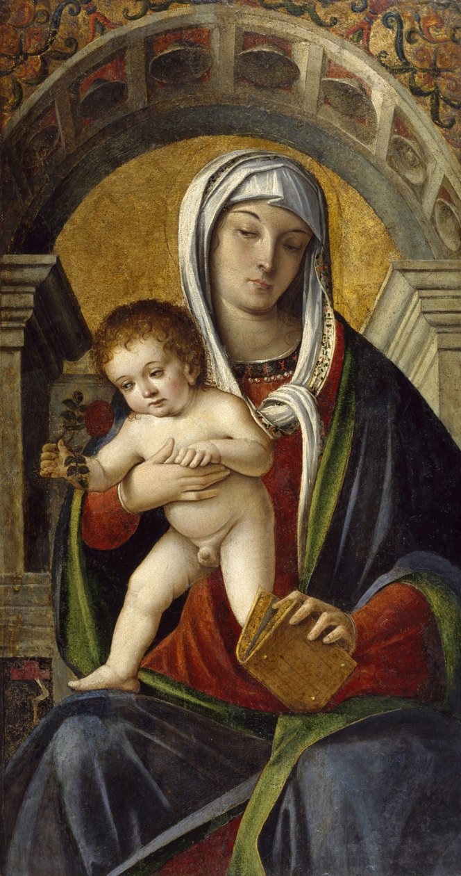 Tryptyk Panel z Madonną z Dzieciątkiem, 1490-1500 autorstwa Nicolo Rondinelli