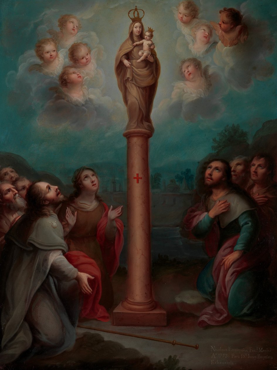 Objawienie Dziewicy z El Pilar św. Jakubowi, 1773. autorstwa Nicolás Enríquez