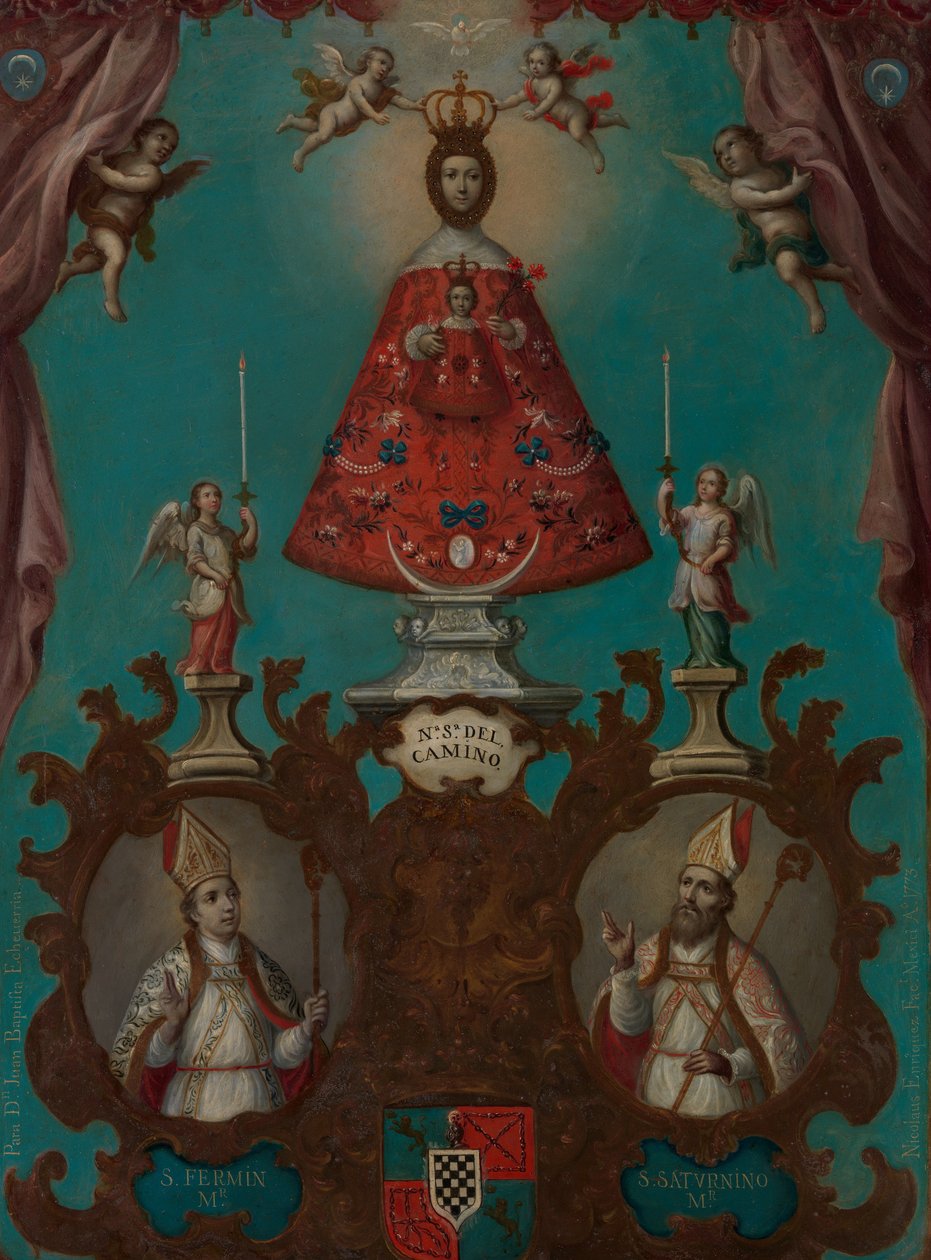 Dziewica z El Camino ze św. Ferminem i św. Saturnino, 1773 r. autorstwa Nicolás Enríquez