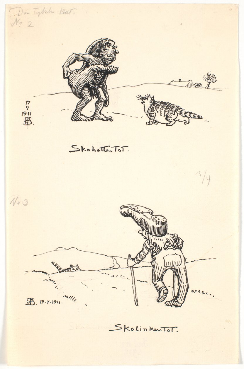 Dwa szkice „Grubego kota” autorstwa Niels Skovgaard