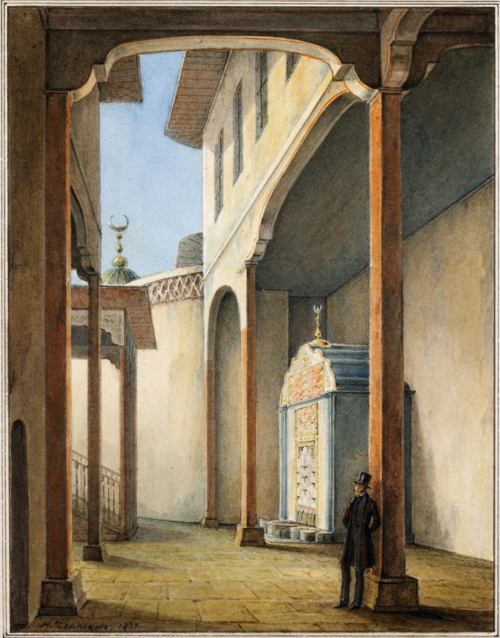 Puszkin w Pałacu Bakczysaraja Chana, 1837 autorstwa Nikanor Grigoryevich Chernetsov