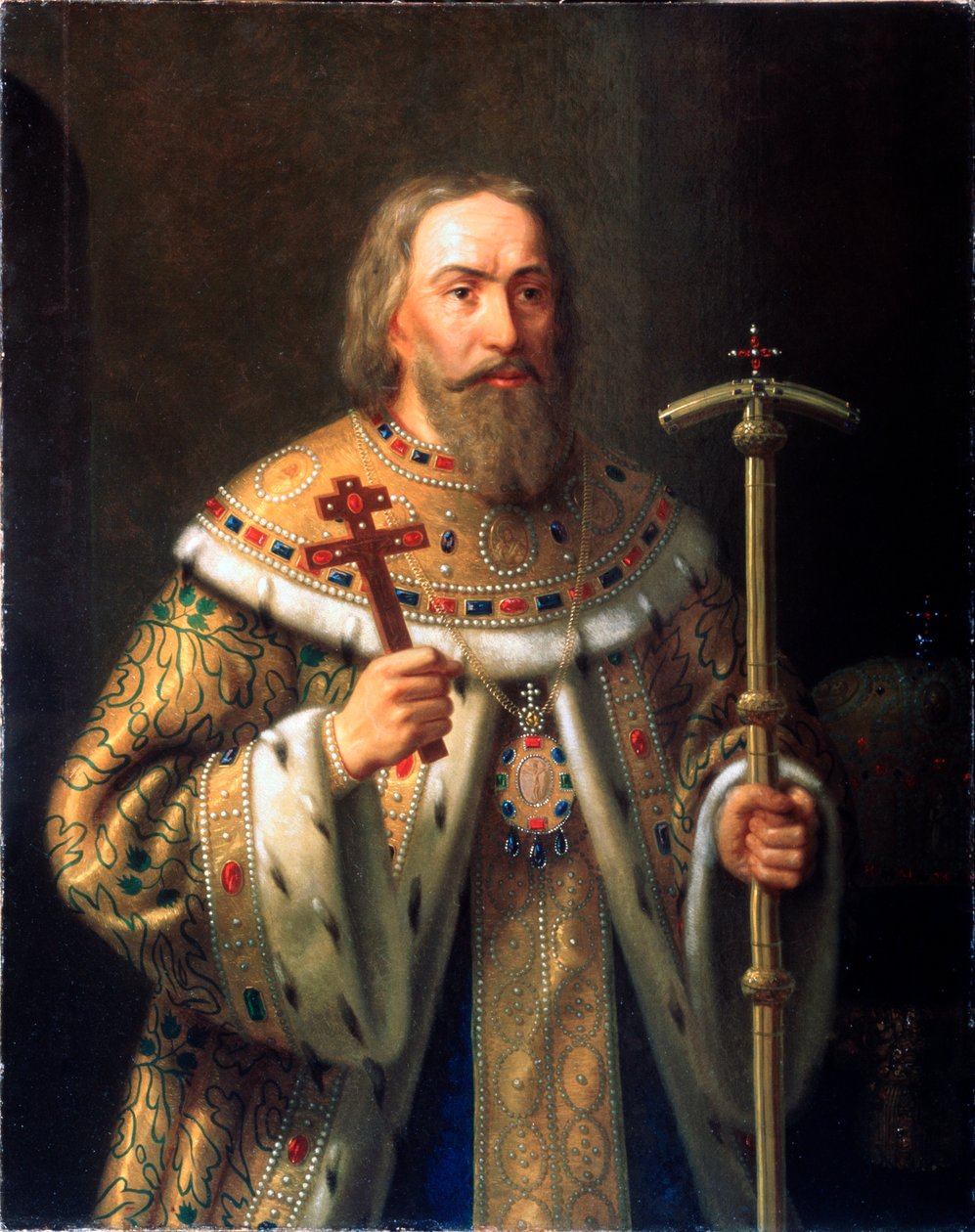 Portret filateckiego patriarchy Moskwy (Fiodora (lub Fiodora) Nikiticha Romanowa) (1553-1633) (Portret patriarchy Filareta Moskwy) - Obraz Nikanora Leontiewicza Tiutriumowa (1821-1877), olej na płótnie, połowa XIX wieku - Państwowy Skansen autorstwa Nikanor Leontievich Tiutriumov