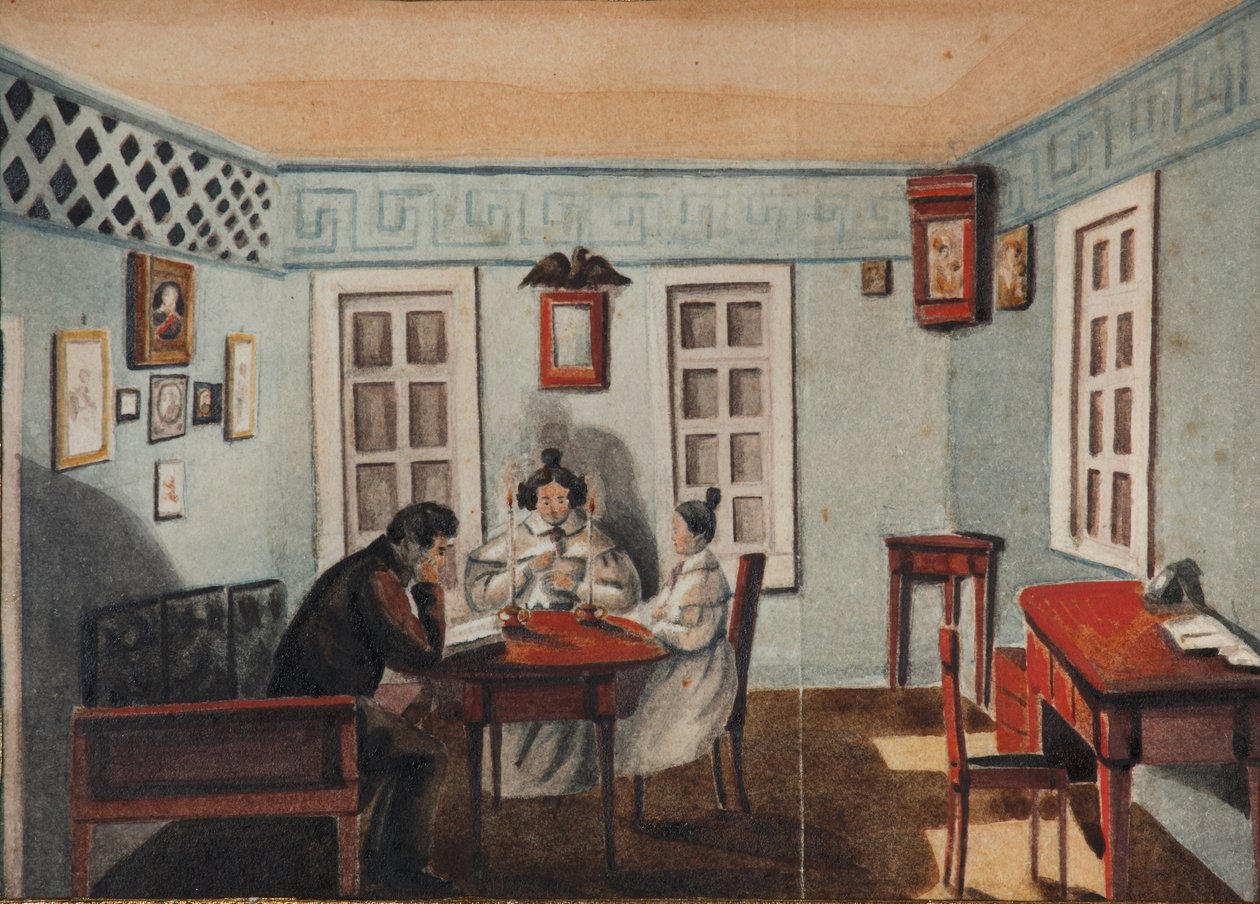 Nikita Muravyov z córką Sofią z wygnania w obwodzie irkuckim, 1837 autorstwa Nikita Mikhailovich Muravyov