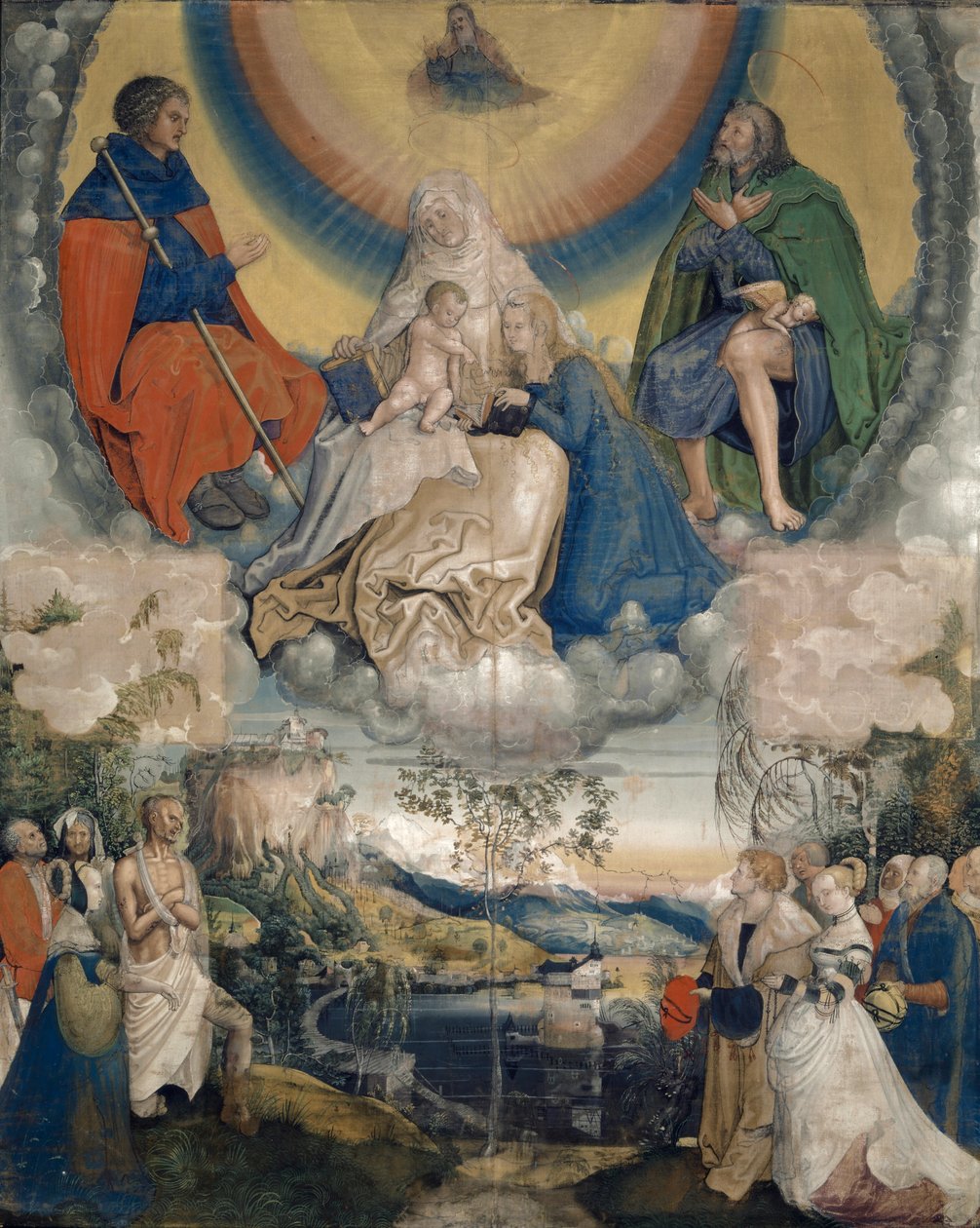 Św. Anna z Dziewicą z Dzieciątkiem, Św. Jakub Wielki i Św. Roch jako orędownicy ludzkości nękanej przez zarazę, 1514-15 autorstwa Niklaus Manuel