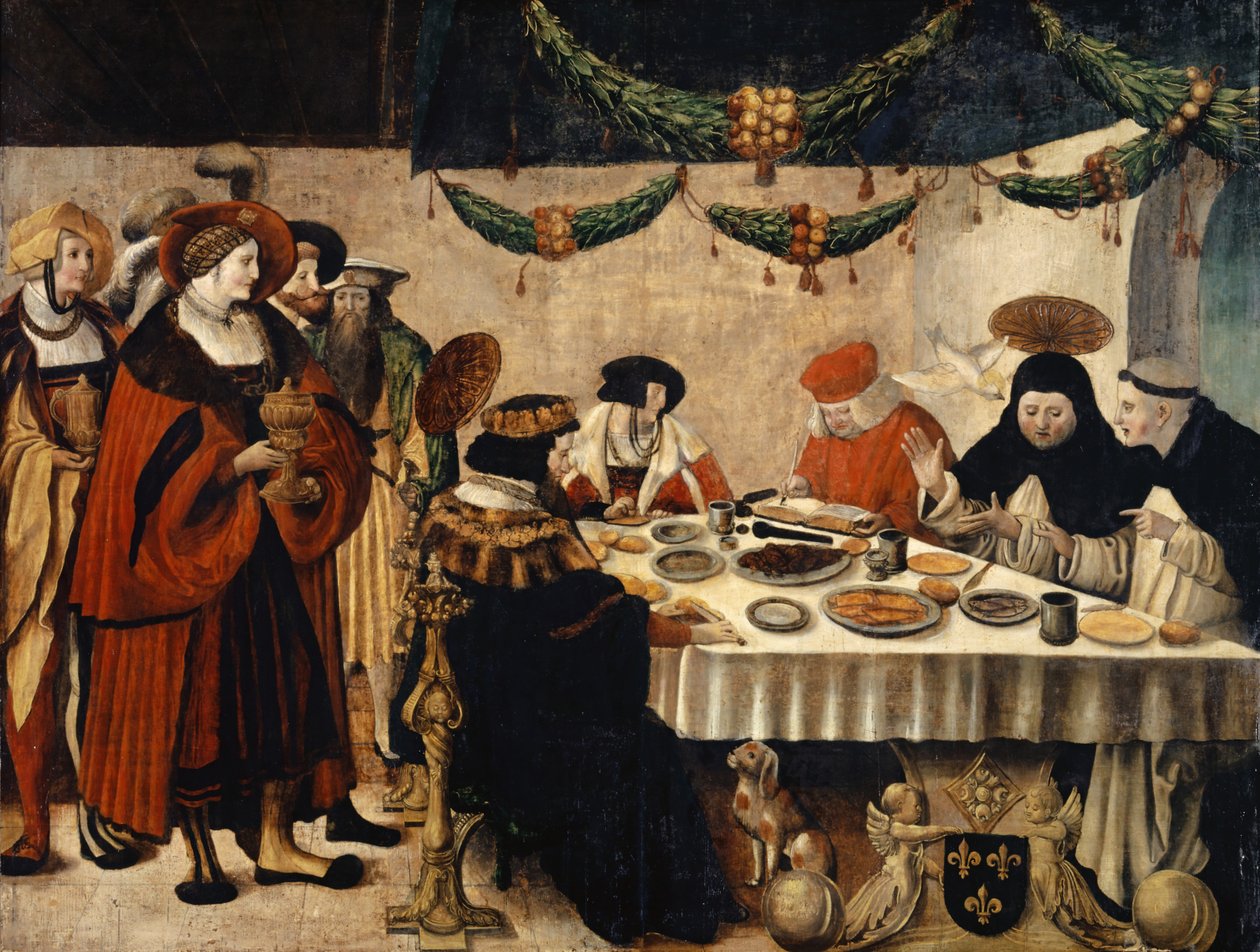 Św. Tomasz z Akwinu przy stole króla Ludwika Świętego, 1516-18 autorstwa Niklaus Manuel