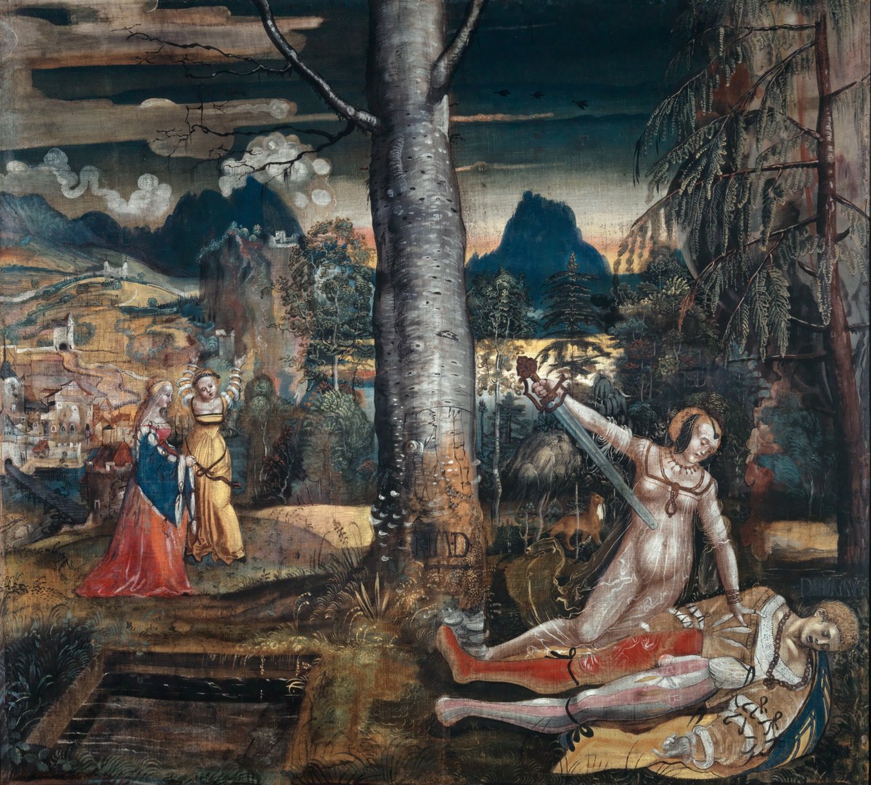 Piramus i taaba, ok. 1513-14 (technika mieszana na płótnie) autorstwa Niklaus Manuel
