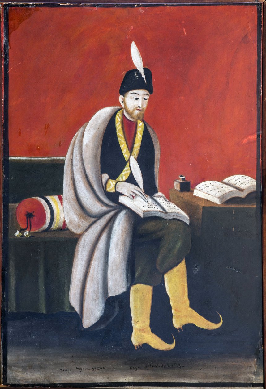 Shota Rustaveli (Rustveli) (1172-1216) przez Pirosmani (Pirosmanashvili), Niko (1862-1918). Olej na tekturze, rozmiar: 10572 autorstwa Niko Pirosmanashvili
