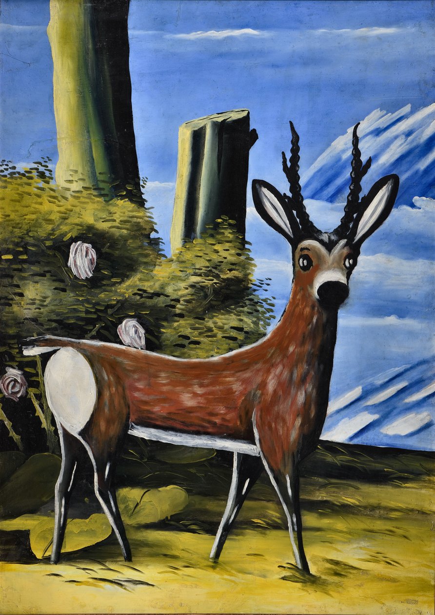 Roe Deer and Landscape autorstwa Niko Pirosmani