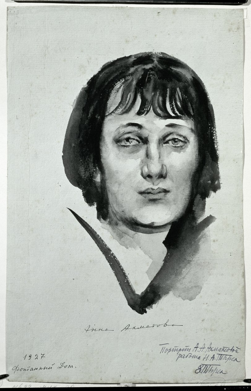 Portret Anny Achmatowej (1889-1966), 1927 autorstwa Nikolai Adrianovich Tyrsa