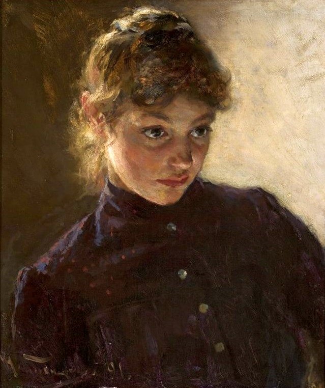 Portret młodej dziewczyny. autorstwa Nikolai Dmitrievich Kuznetsov