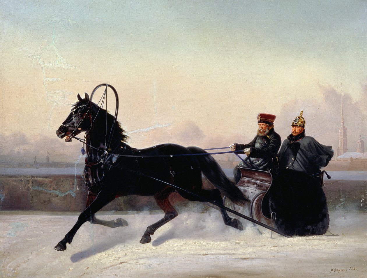 Cesarz Mikołaj I (1796-1855) Jazda saniami autorstwa Nikolai Egorevich Sverchkov