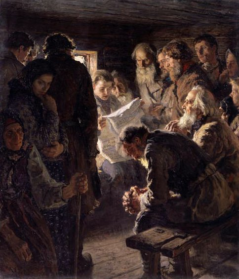 Wiadomości z wojny, 1905 autorstwa Nikolai Petrovich Bogdanov Belsky