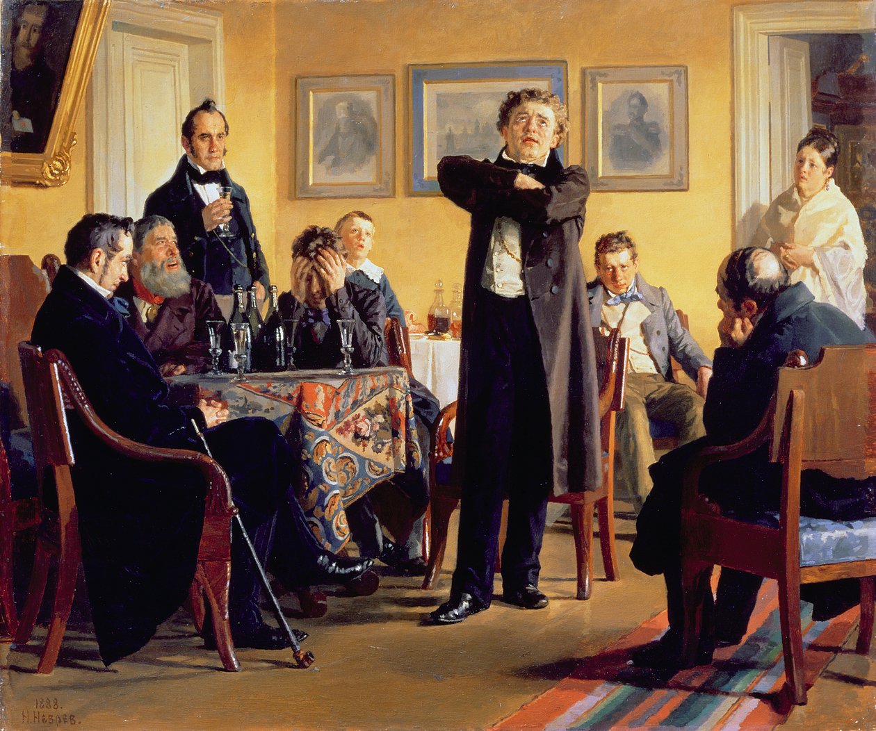 Aktor Paweł Stiepanowicz Mochałow (1800-48) wśród swoich wielbicieli, 1888 autorstwa Nikolai Vasilievich Nevrev