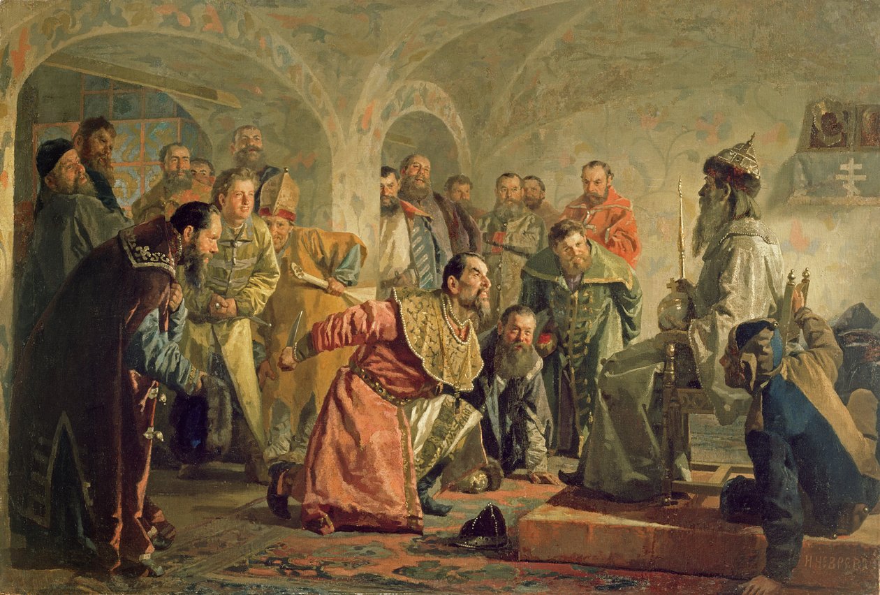 Opricznina na dworze Iwana IV (1530-84) autorstwa Nikolai Vasilievich Nevrev