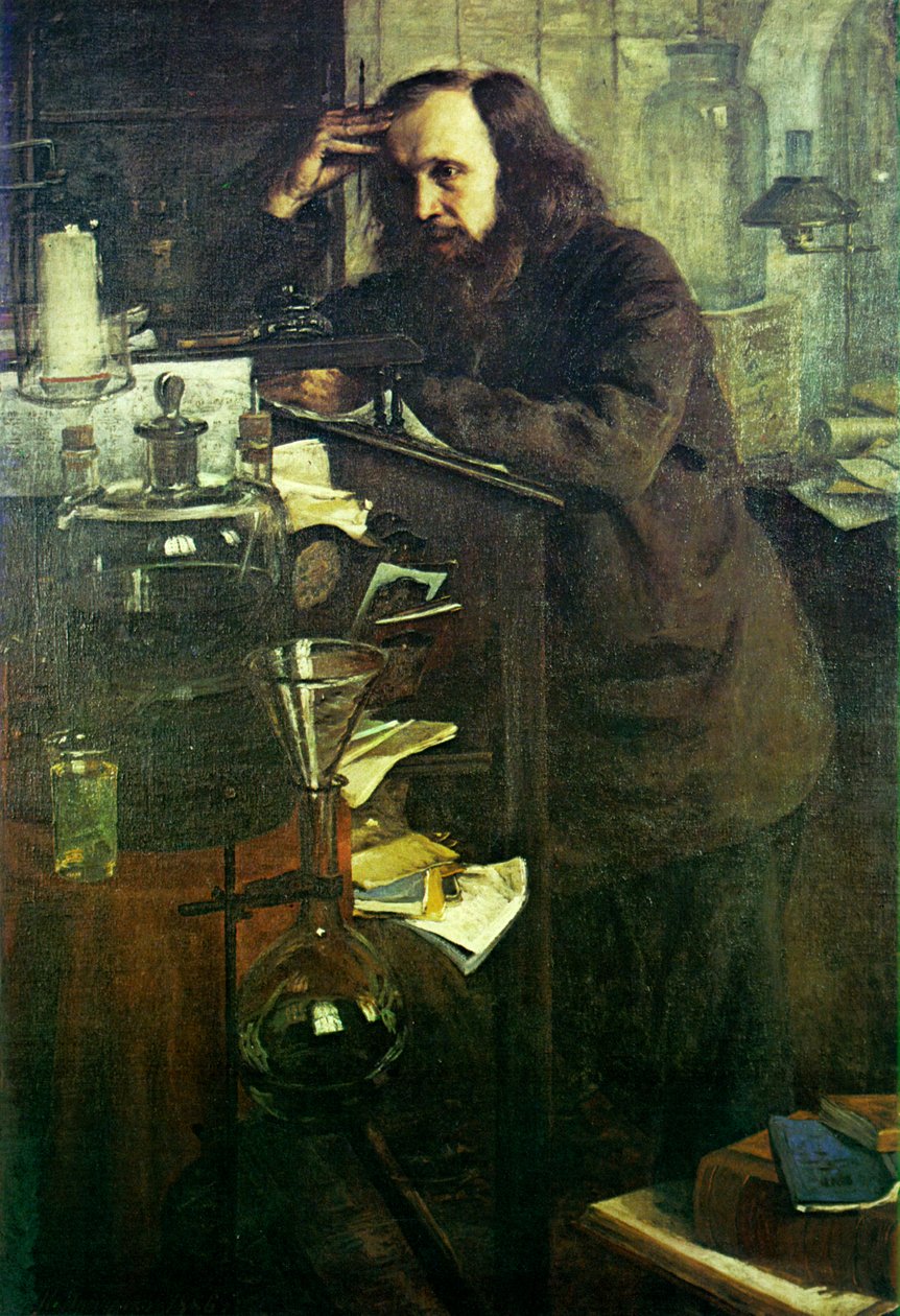 Dmitri Mendelejew w Biurze Roboczym.n: .. .n autorstwa Nikolai Aleksandrovich Yaroshenko