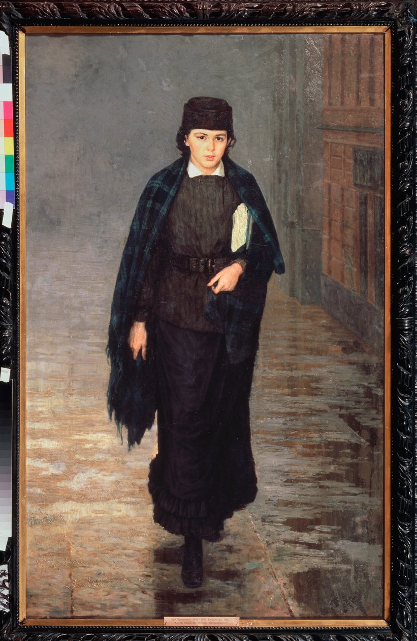 Uczennica - Obraz Nikołaja Aleksandrowicza Jaroszenki (Jaroszenko) (1846-1898), olej na płótnie autorstwa Nikolai Aleksandrovich Yaroshenko