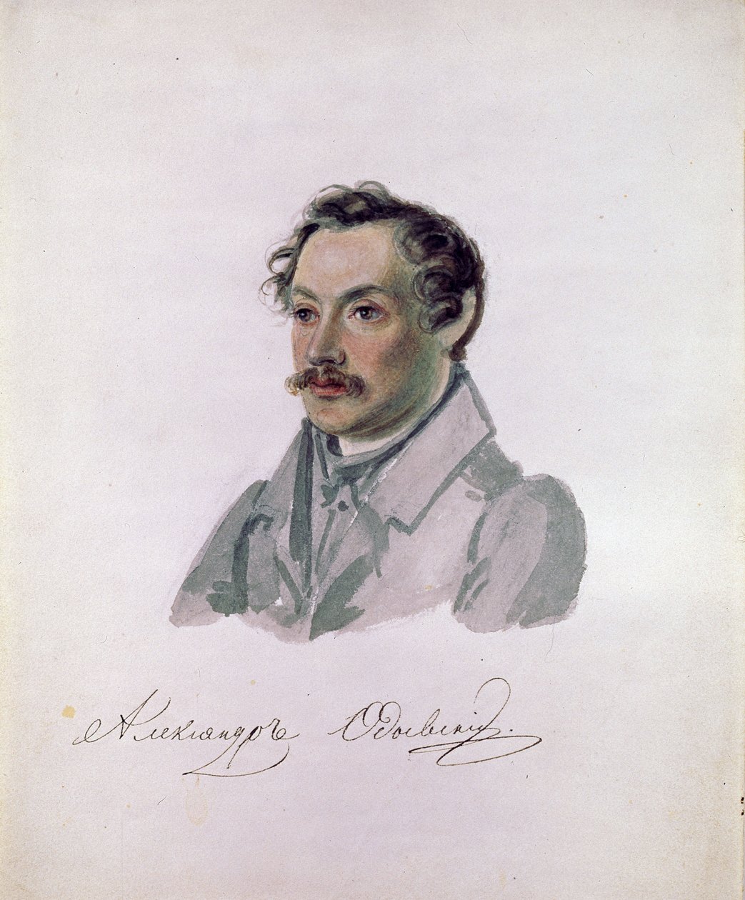 Portrait du poete et decabriste Comte Alexander I. Odoevsky (1802-1839) (dekabryzm) (Portret poety, dekabrysty hrabiego Aleksandra I. Odoewskiego). Peinture de Nikołaj Aleksandrowicz Bestużew (1791-1855). Akwarele z papieru, 22,2 x 17,8 cm autorstwa Nikolai Alexandrovich Bestuzhev