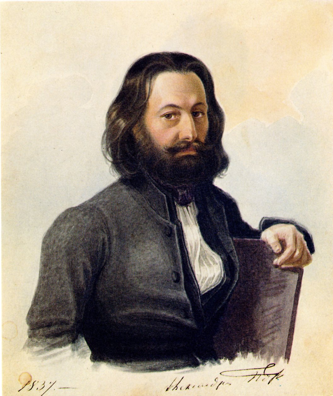 Portret dekabrysty Aleksandra W. Poggio 1798-1873, 1837 autorstwa Nikolai Alexandrovich Bestuzhev