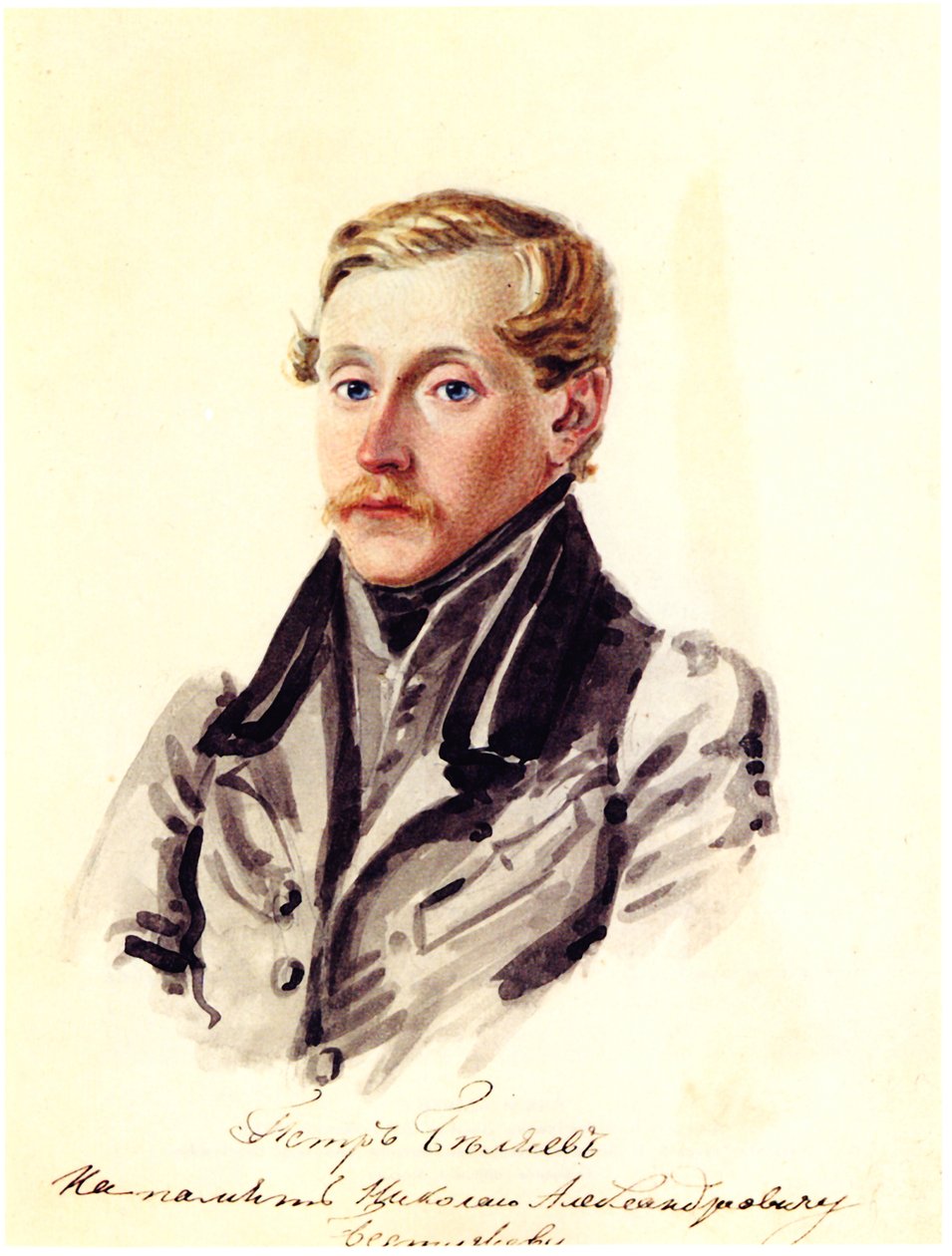 Portret dekabrysty Piotra Bielajewa 1804-1864, 1832-1833 autorstwa Nikolai Alexandrovich Bestuzhev