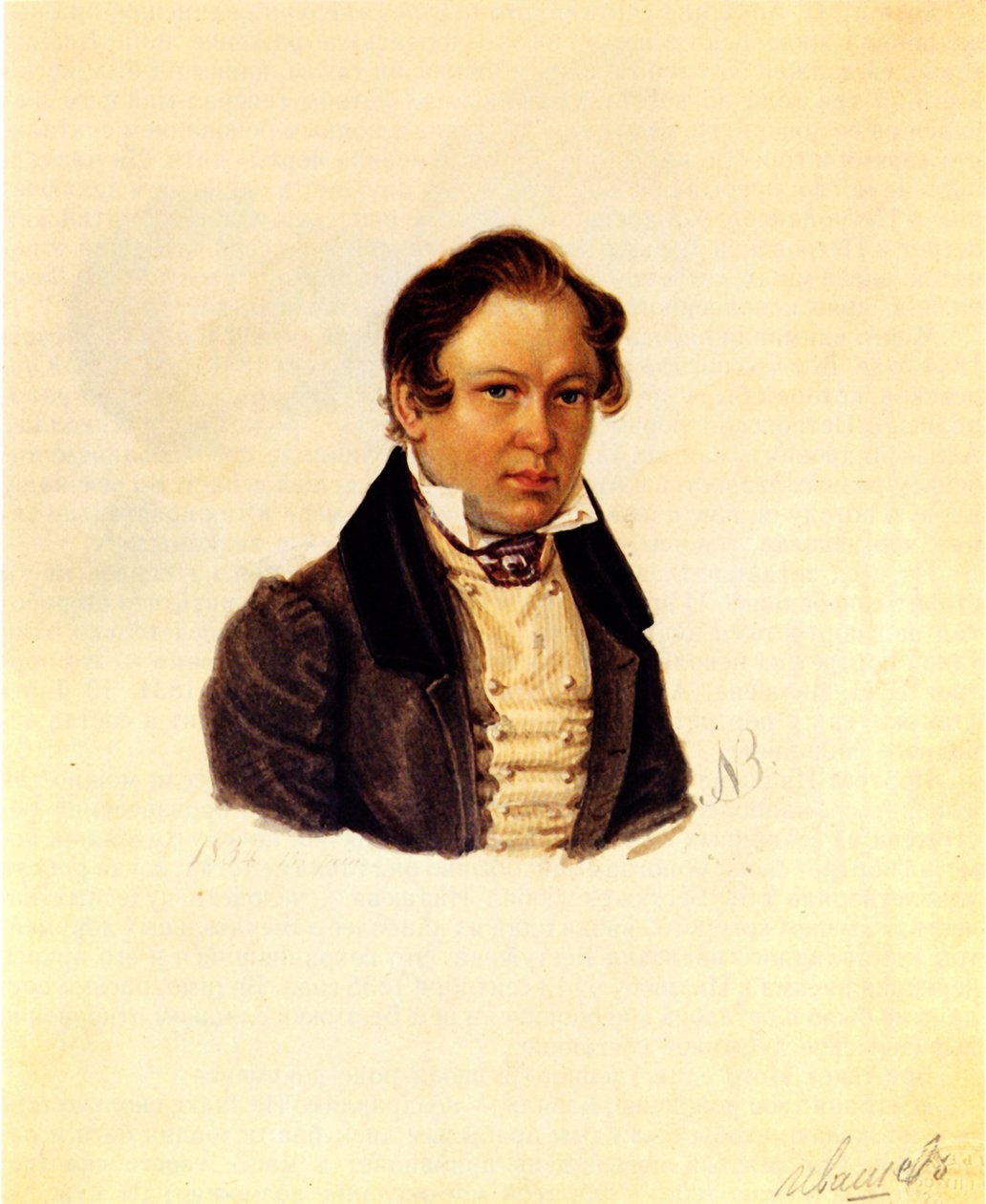 Portret dekabrysty Wasilija Iwaszewa 1797-1841, 1834 autorstwa Nikolai Alexandrovich Bestuzhev