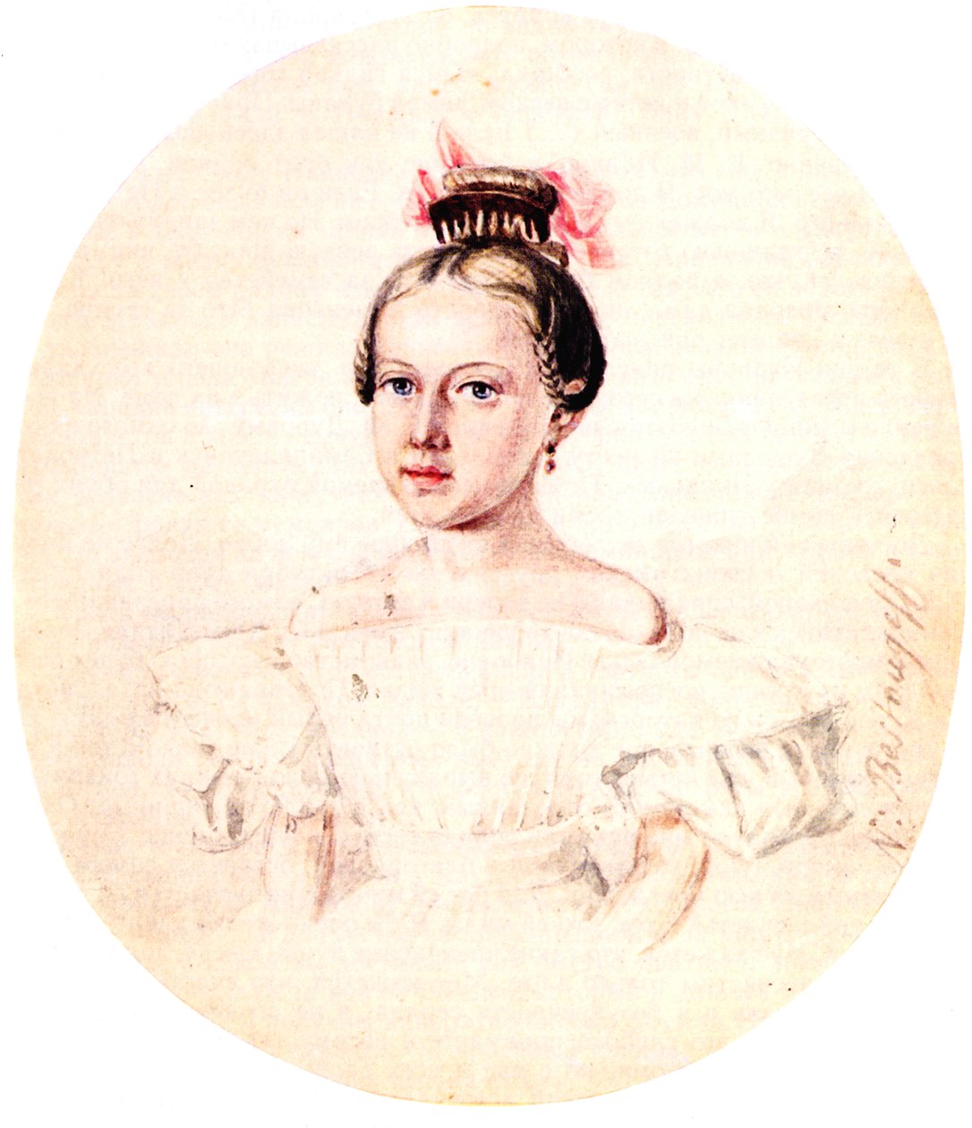 Portret Olgi Annenkovej, córki Grudnia Iwana Annenkovej, autorstwa Nikolai Alexandrovich Bestuzhev