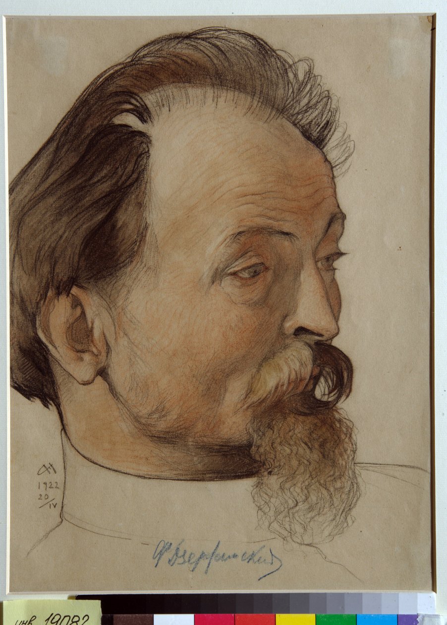 Portret Feliksa Dzierżyńskiego (1877-1926), bolszewickiego rewolucjonisty, założyciela i przywódcy Czeka (Feliks E. Dzierżyński )- Rysunek Mikołaja Andriejewicza (1873-1932), krew i kreda na papierze (32,3x24,3 cm) autorstwa Nikolai Andreevich Andreev