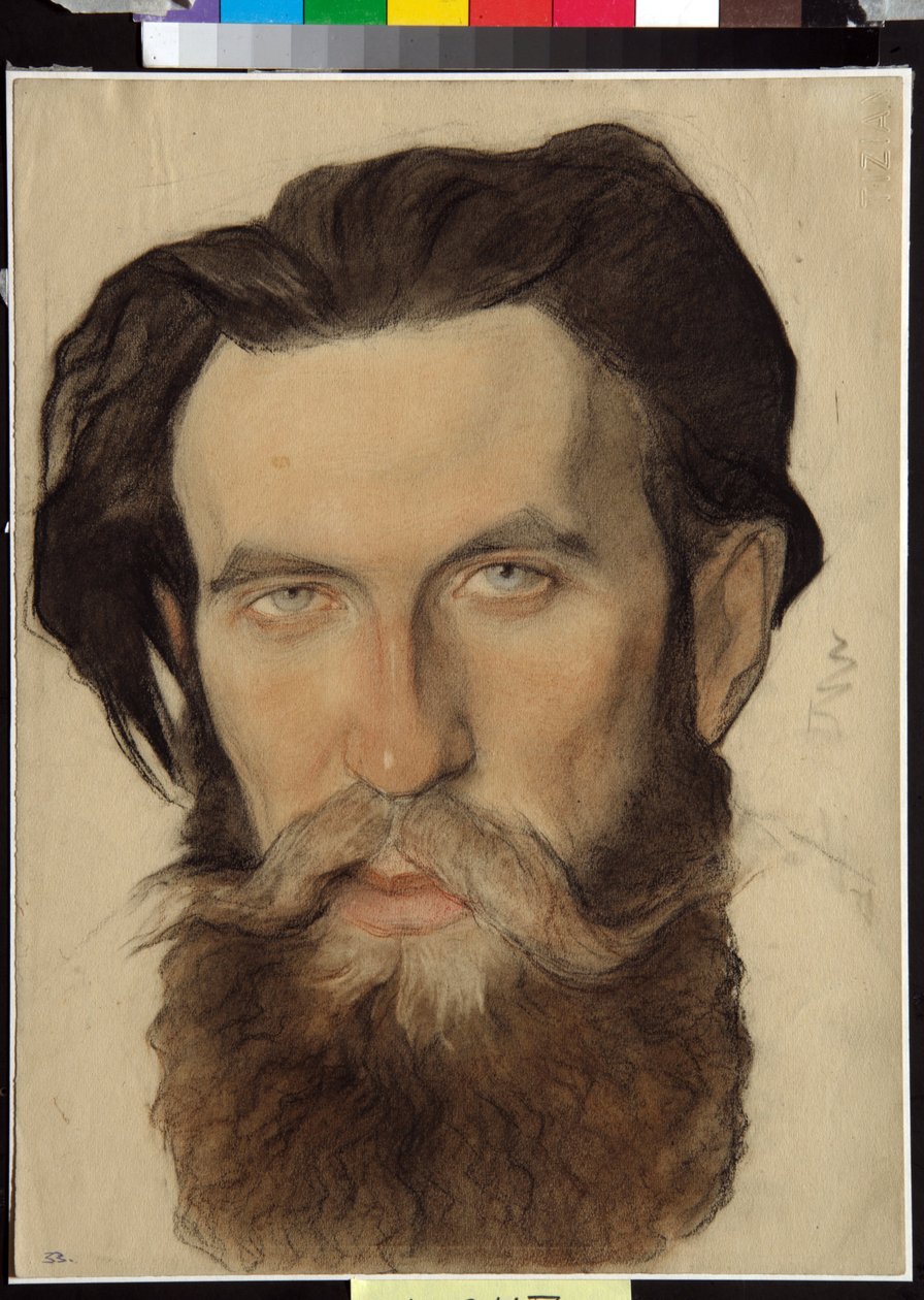 Portret Otto Yulievicha Schmidta (1891-1956), radzieckiego naukowca (Otto Y.Schmidt) - Rysunek Nikołaja Andriejewicza Andrejewa (1873-1932) Sangwina i kreda na papierze (32,4x24,1) autorstwa Nikolai Andreevich Andreev