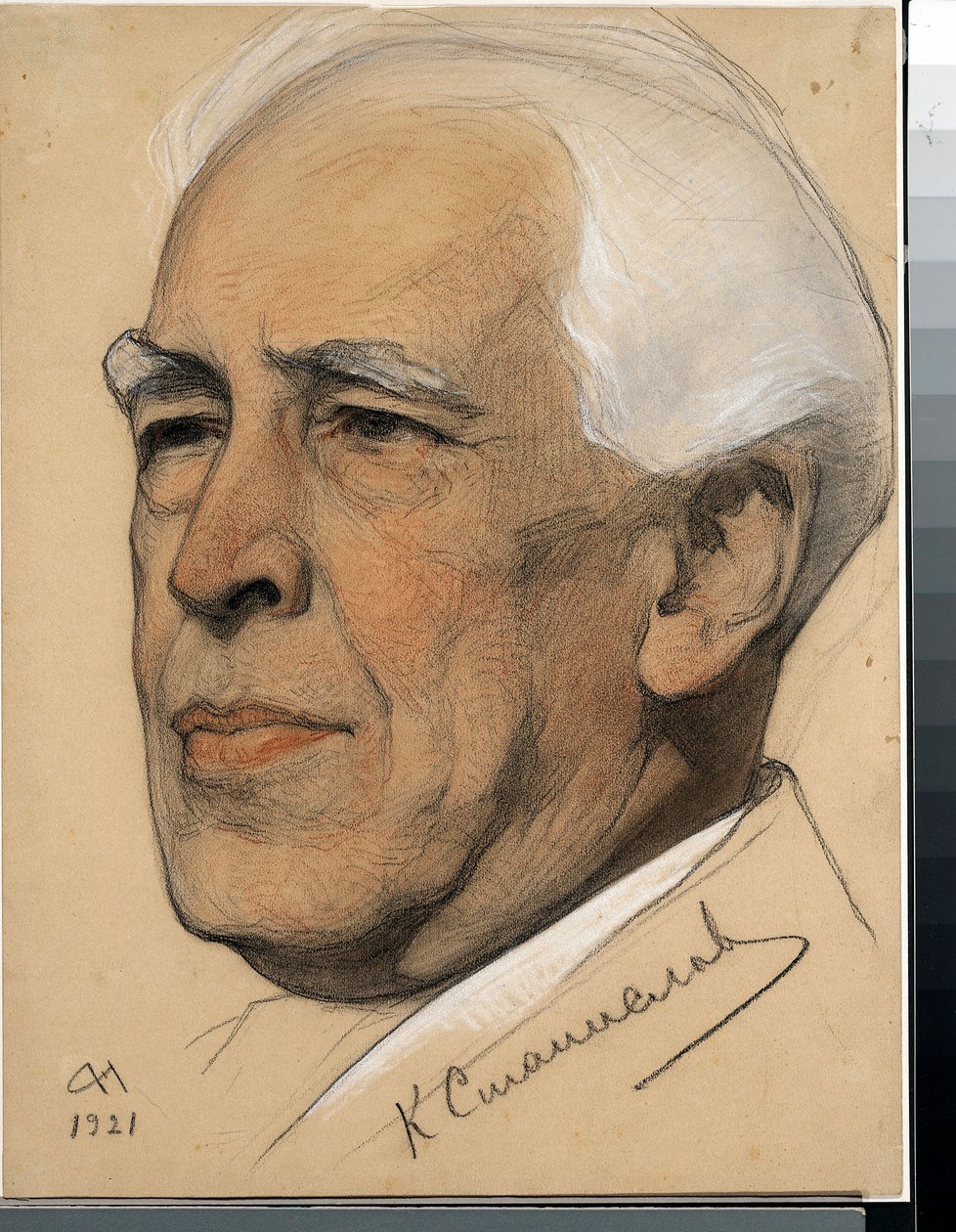 Portret reżysera Konstantego Serguejewicza Stanisławskiego (1863-1938) - Praca Nikołaja Andriejewicza Andrejewa (1873-1932), krew i kreda na papierze (32,2x24,2 cm) autorstwa Nikolai Andreevich Andreev