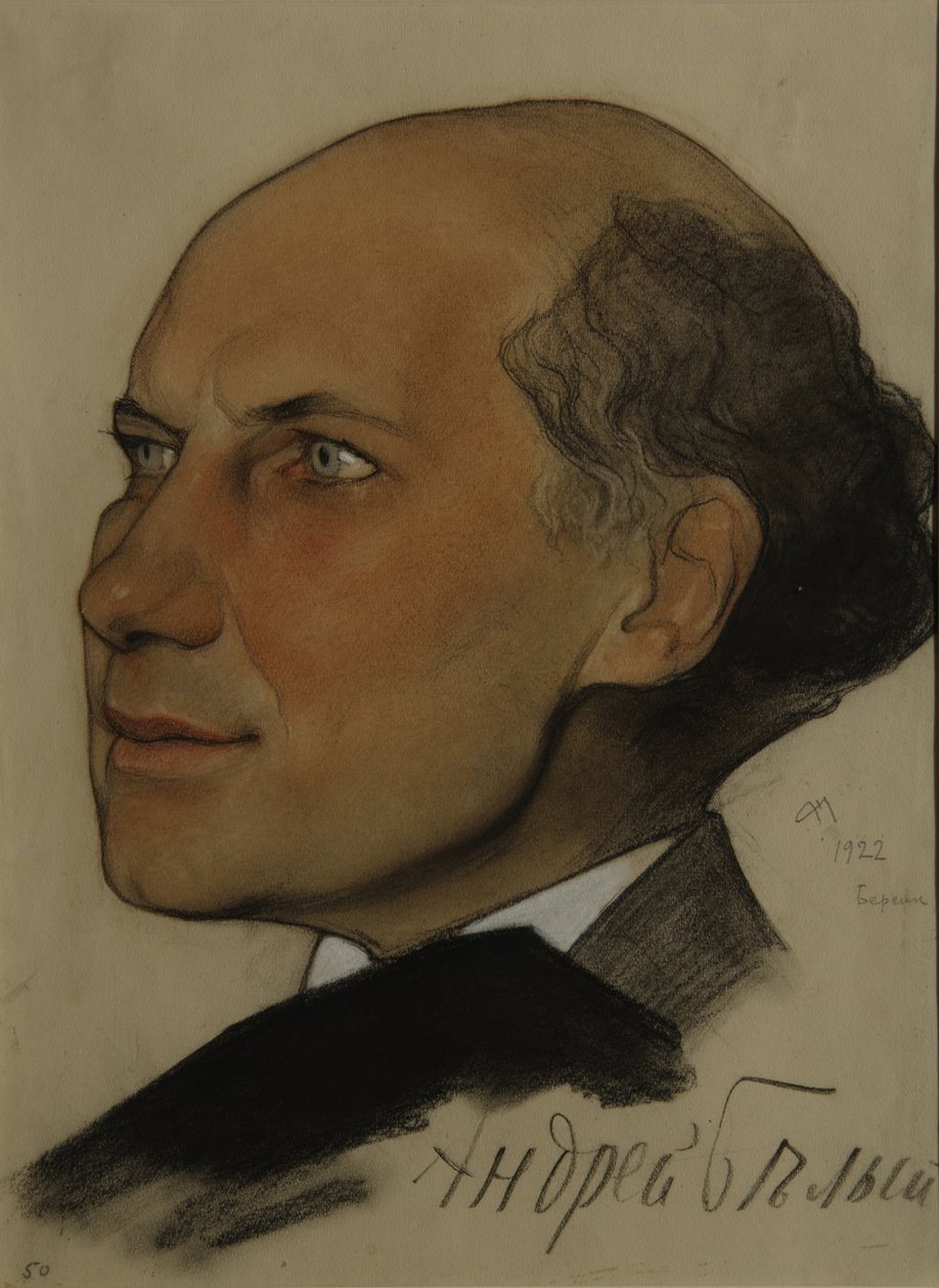 Portret poety Andrieja Biela 1880-1934, 1922 autorstwa Nikolai Andreevich Andreev