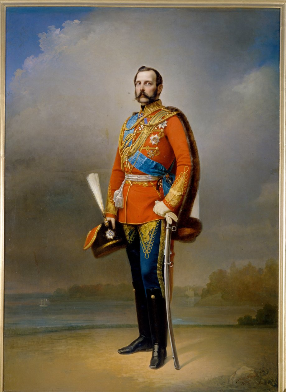 Portret cesarza Rosji Aleksandra II (1818-1881) (znanego jako Le Liberator). Obraz Nikołaja Andriejewicza Ławrowa (1820-1875), olej na płótnie autorstwa Nikolai Andreevich Lavrov