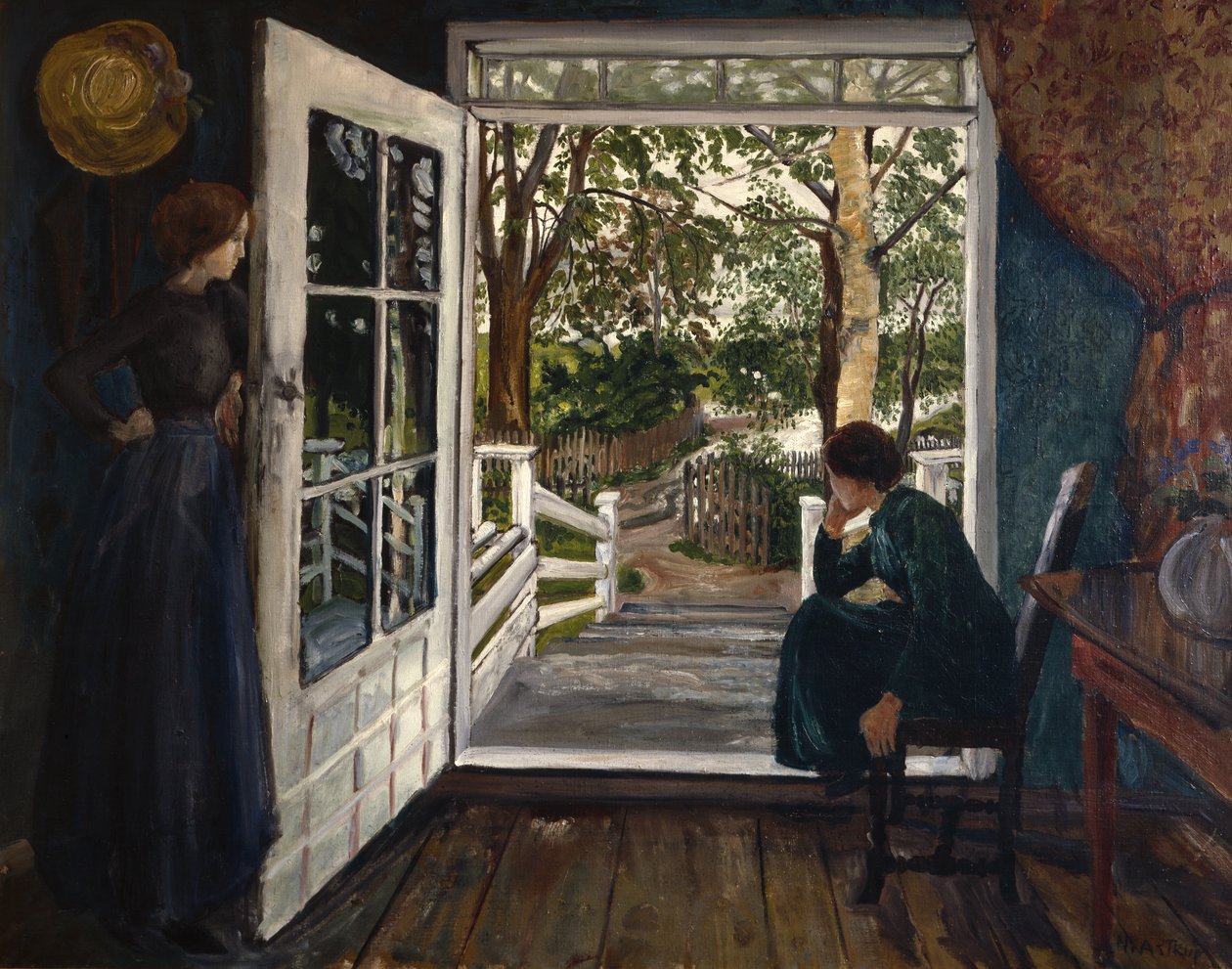 Przy drzwiach do pokoju ogrodowego (olej na płótnie) autorstwa Nikolai Astrup