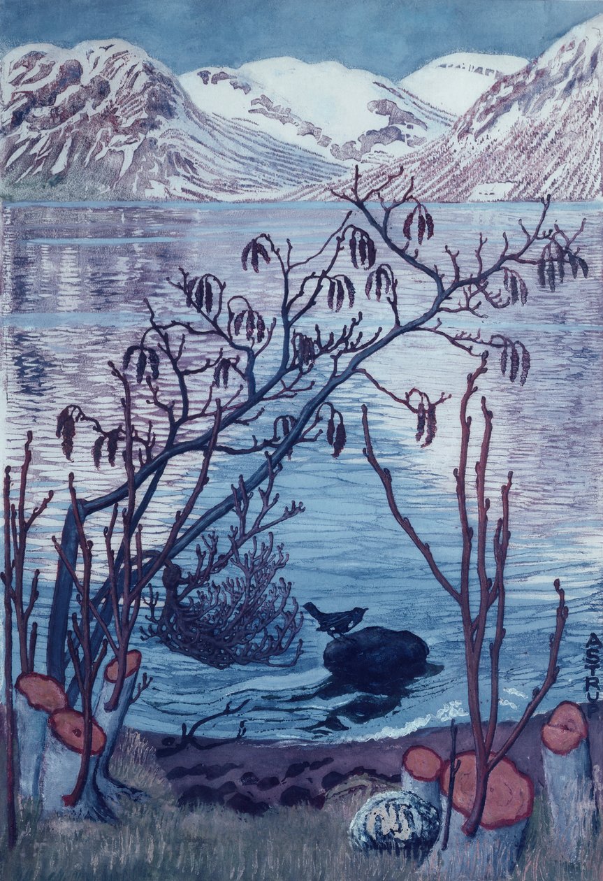 Ptak na kamieniu autorstwa Nikolai Astrup