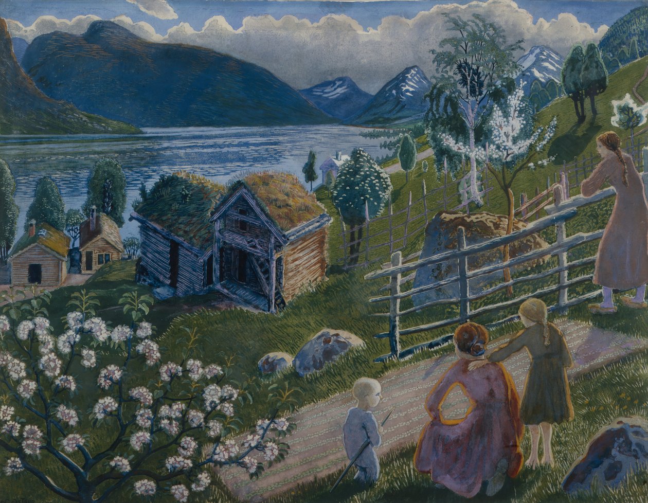 Szara pogoda w Sandalstrand (olej na płótnie) autorstwa Nikolai Astrup