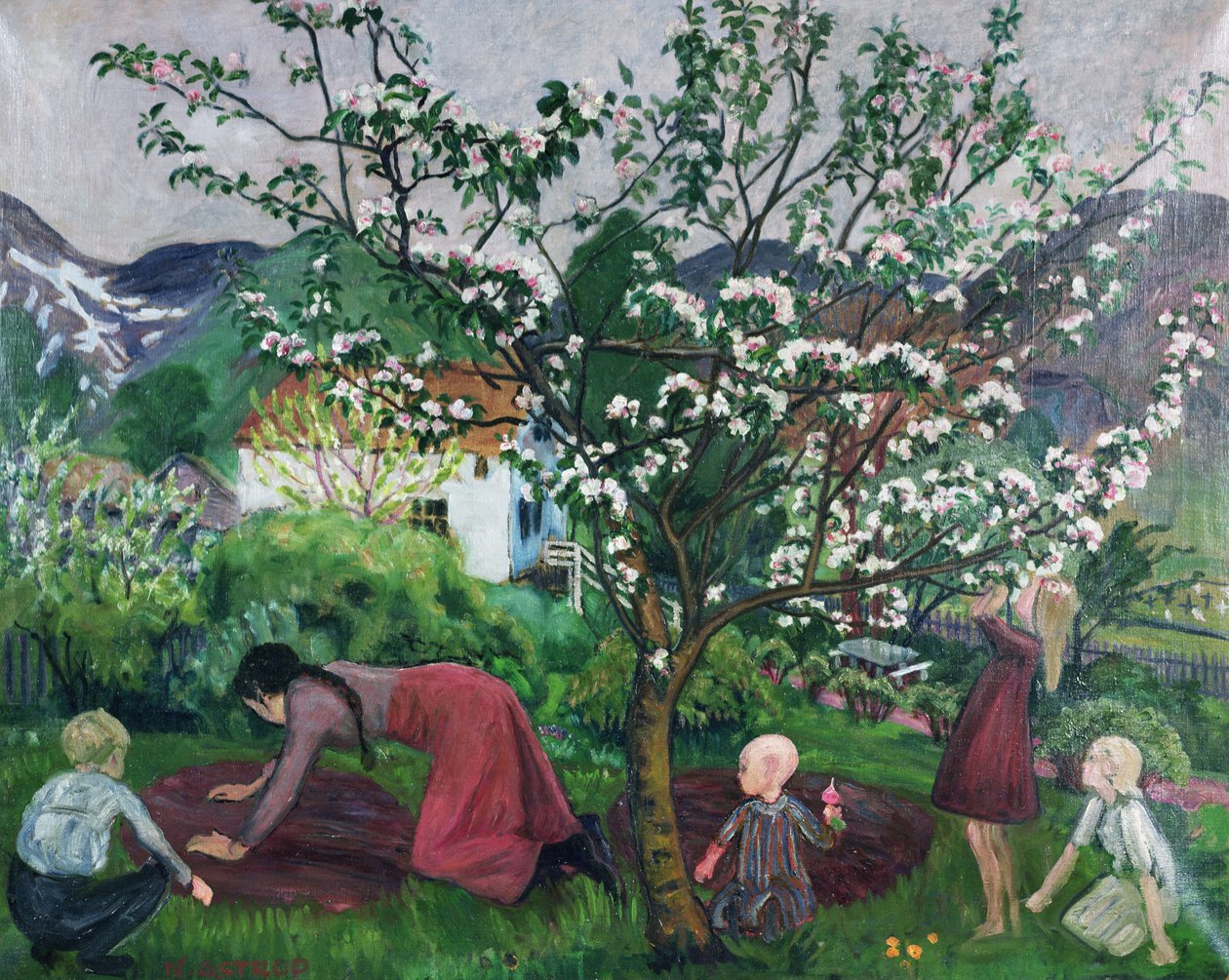 W ogrodzie, ok. 1914-15 (olej na płótnie) autorstwa Nikolai Astrup