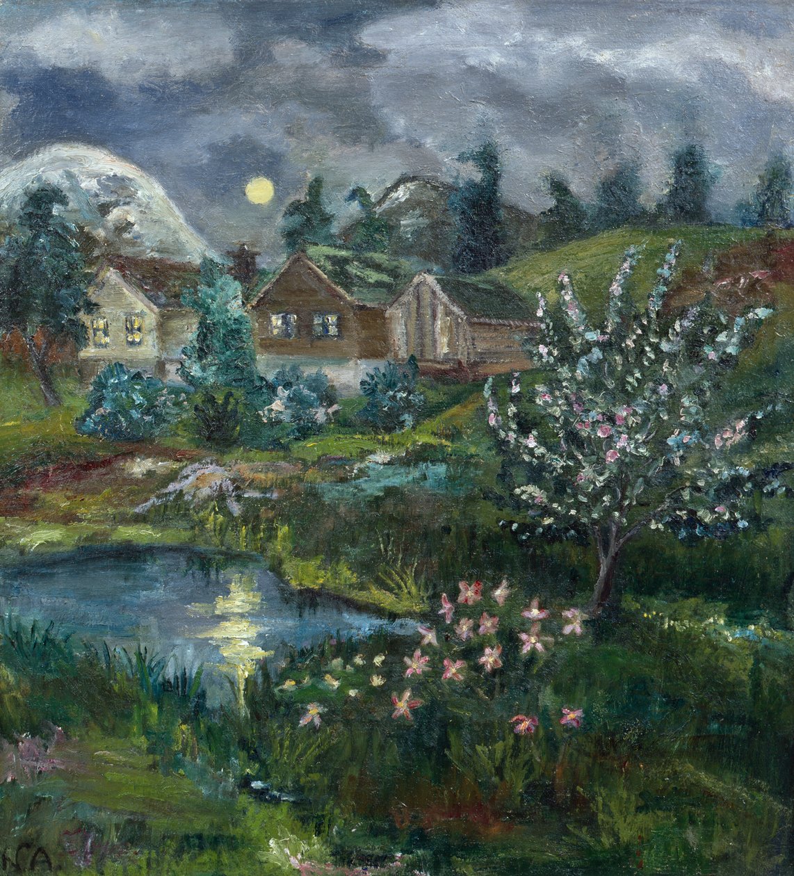 Wiosenna noc z pełnią księżyca autorstwa Nikolai Astrup