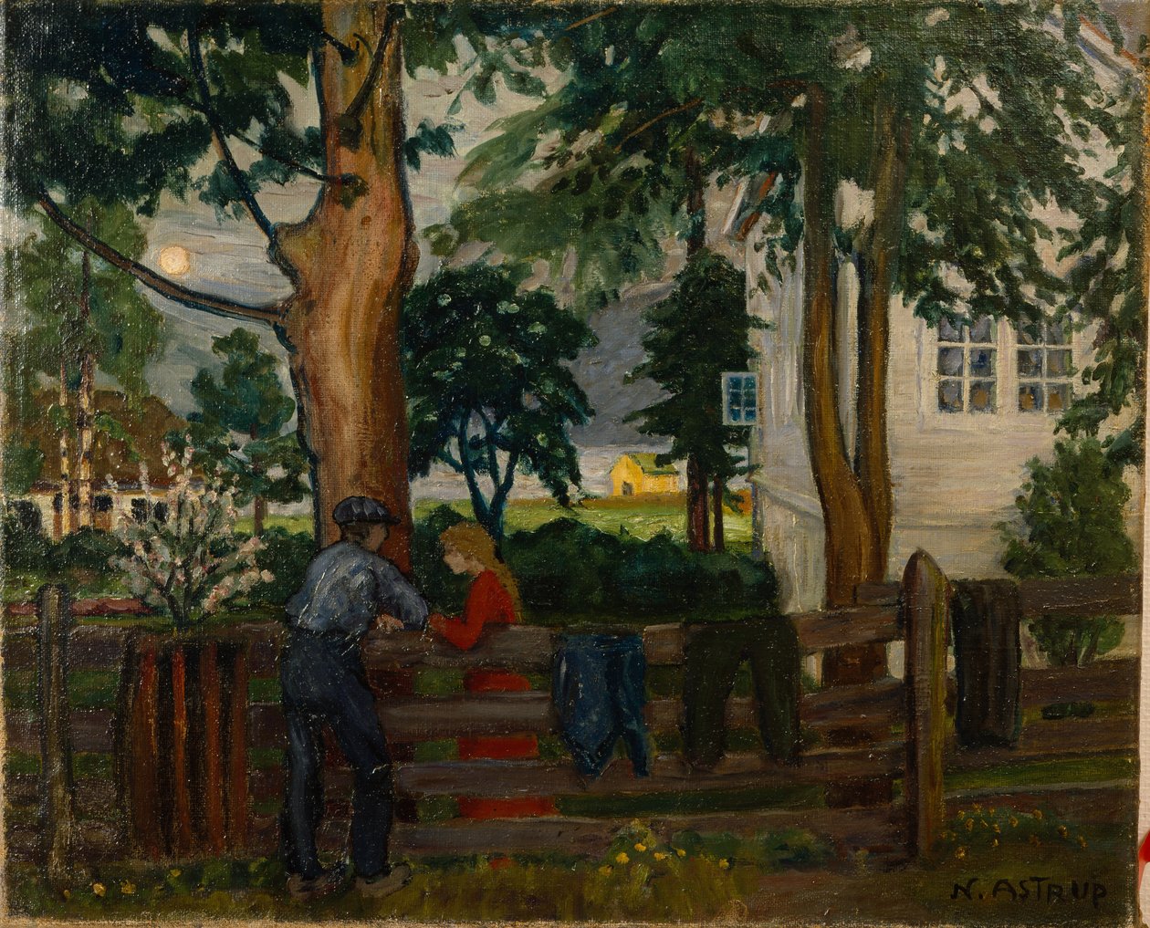 Letnia noc przy Bramie Ogrodowej (olej na płótnie) autorstwa Nikolai Astrup