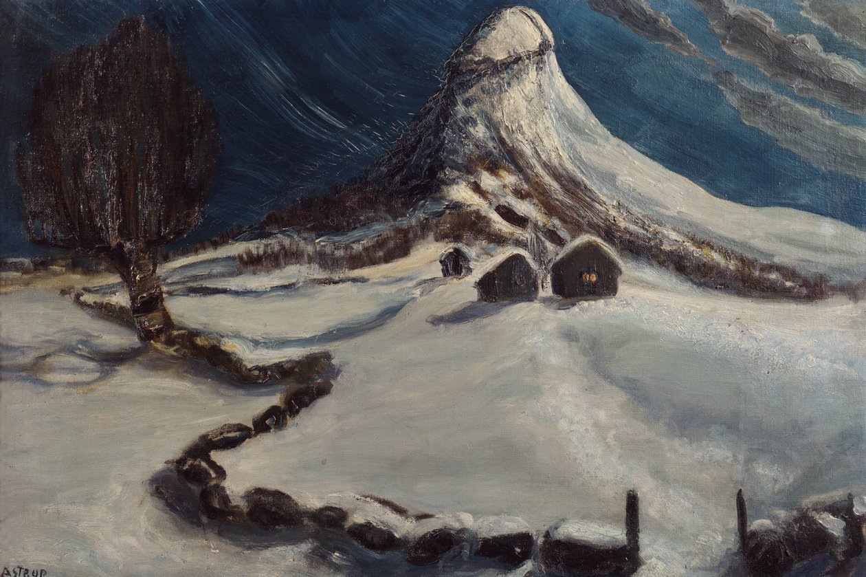 Zimowa noc w fjellstølen autorstwa Nikolai Astrup