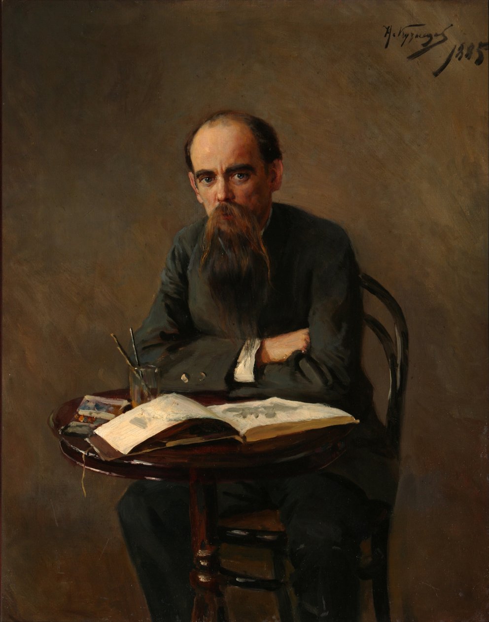 Portret malarza Jefima Jefimowicza Wołkowa 1844-1920, 1885 autorstwa Nikolai Dmitrievich Kuznetsov