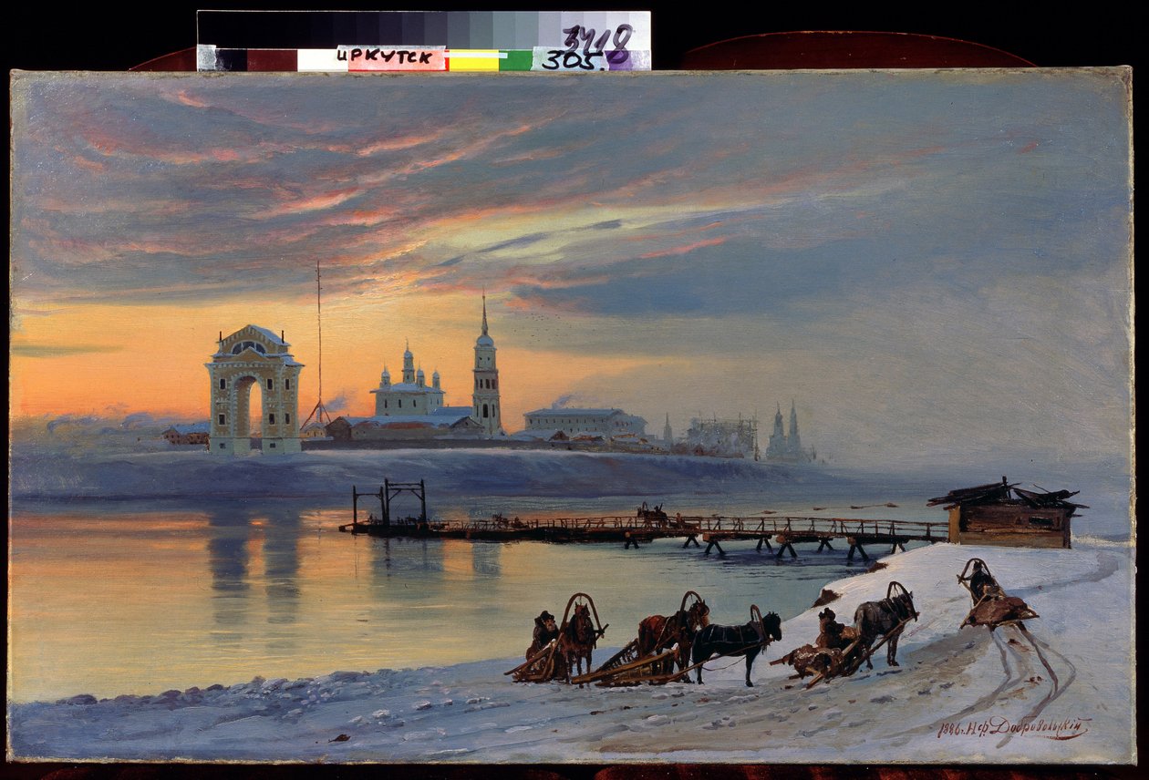 "Widok na rzekę Angara w Irkucku na Syberii" Obraz Nikołaja Florianowicza Dobrowolskiego (1837-1900) 1886 Państwowe Muzeum Sztuki, Irkuck autorstwa Nikolai Florianovich Dobrovolsky